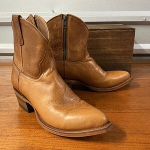Alvies Women The Rainey Brown Leather Cowgirl Mid-calf Zip Boot Size 8.5